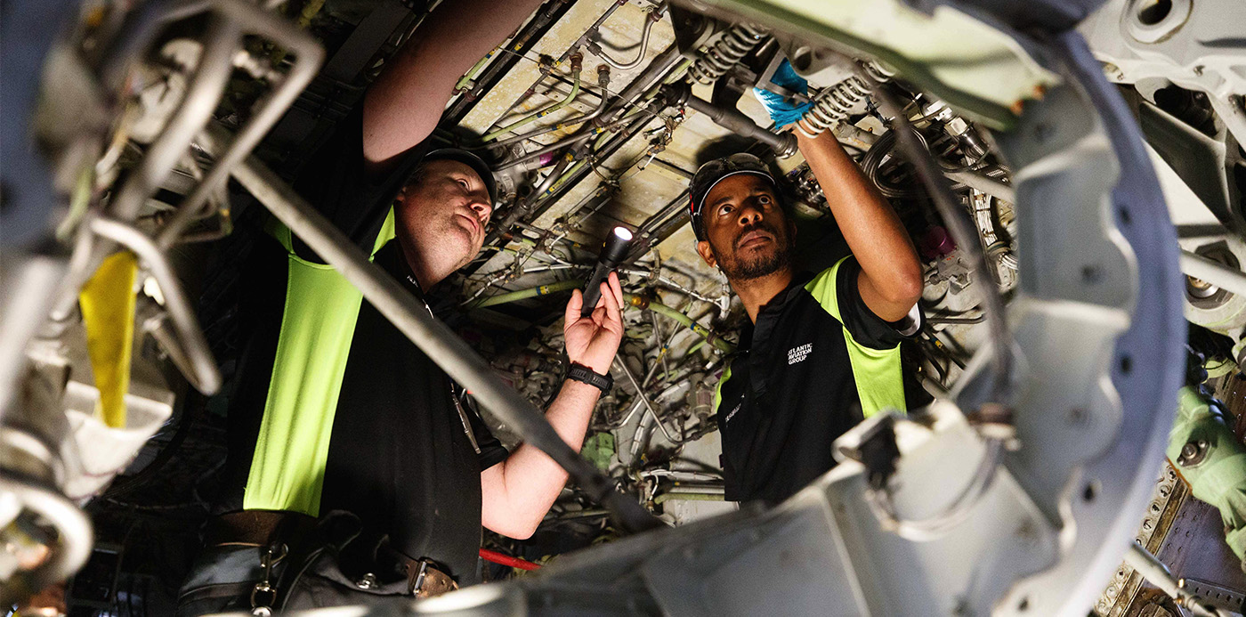 Atlantic Aviation staff working and training