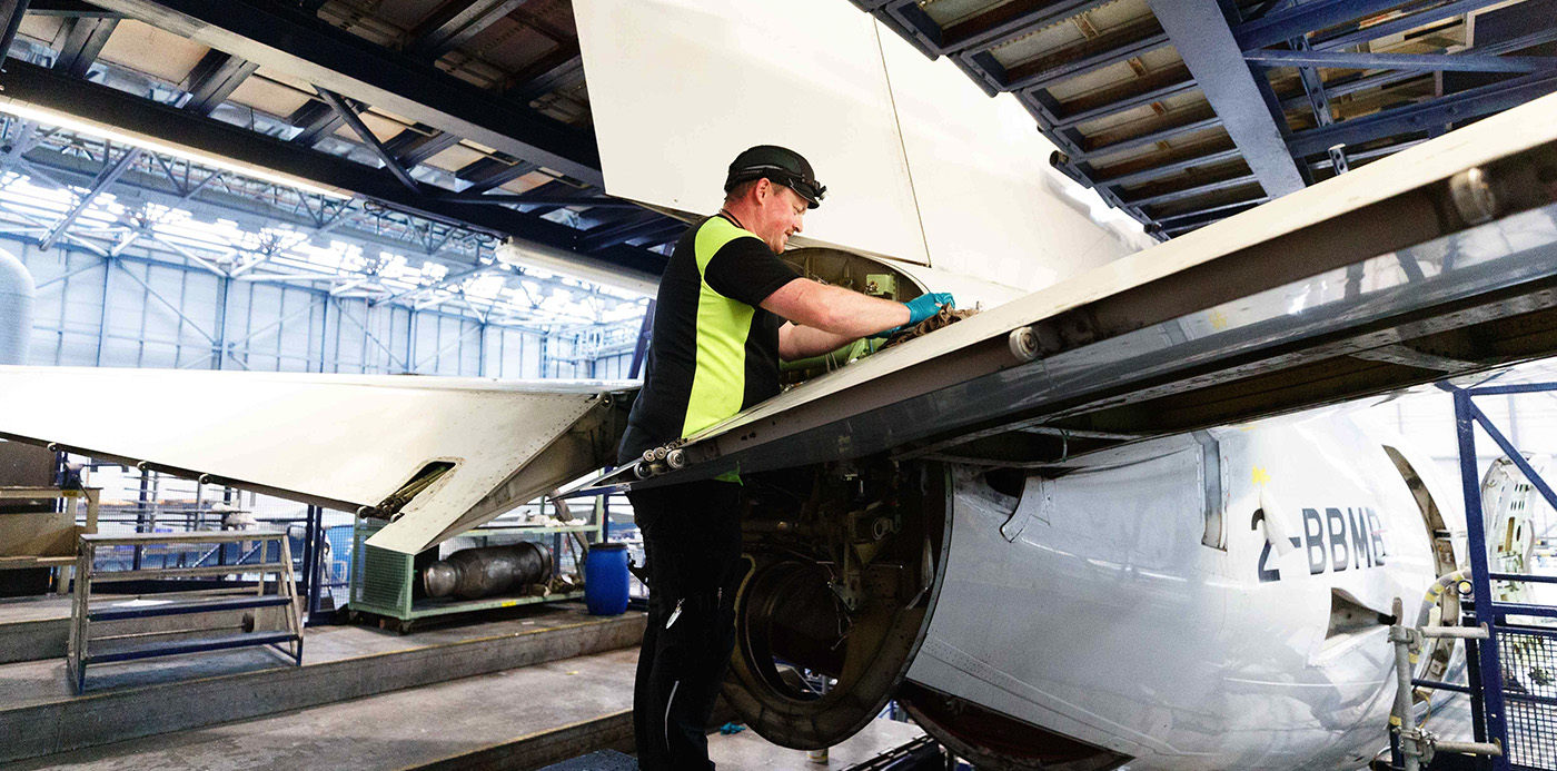 Atlantic Aviation staff working and training