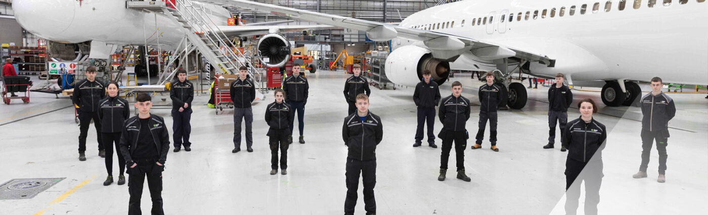 Atlantic Aviation Group team members in hanger